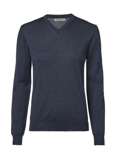 Chevalier Blaise V Neck Merino Pullover Women Navy 34W 34