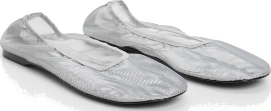 Mango Semi Transparent Mesh Ballet FlatSilver 36