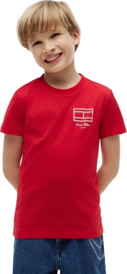 Tommy Hilfiger Outline Flag Graphic T Shirt Ss Red 140