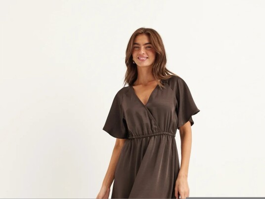 Bubbleroom Satin Maxi Dress Brown XL Bubbleroom Satin Maxi Dress Brown XL