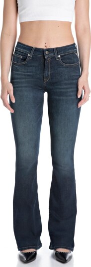Replay Joella Flare Regular Waist Sustainable Denim Trousers Blue 28 x 30