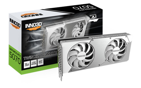 Inno3D GeForce RTX 5070 Twin X2 OC 12GB GDDR7 Grafikkort Hvit