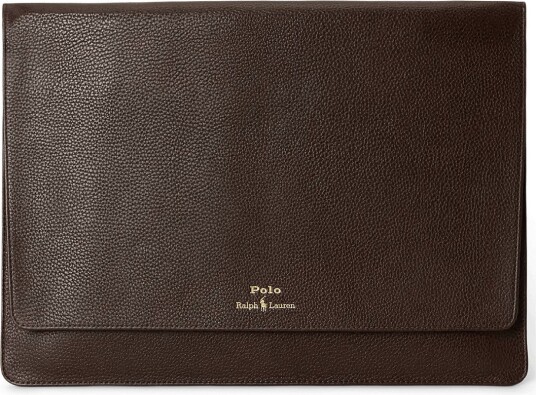 Polo Ralph Lauren Pebbled Leather Laptop Sleeve DARK BROWN One Size Polo Ralph Lauren Pebbled Leather Laptop Sleeve DARK BROWN One Size
