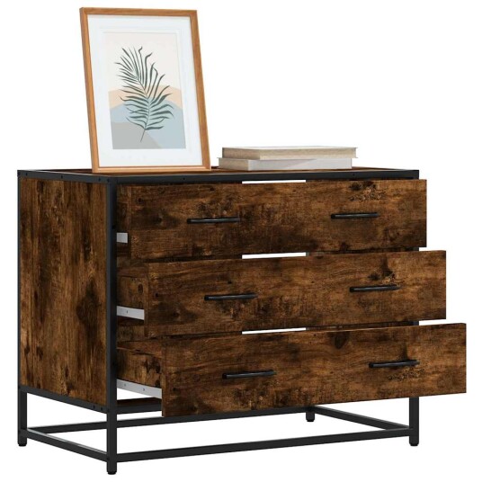  Kommode røkt eik 70x41x56 cm konstruert tre 8721102841354