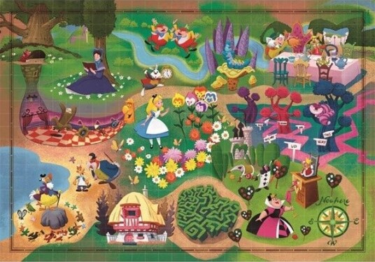 Clementoni Puzzle Story Maps Alice in Wonderland 1000 pieces 2D Puslespill