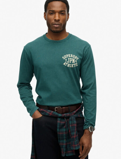Superdry Athletic Ess Ls Tee Green XL Superdry Athletic Ess Ls Tee Green XL
