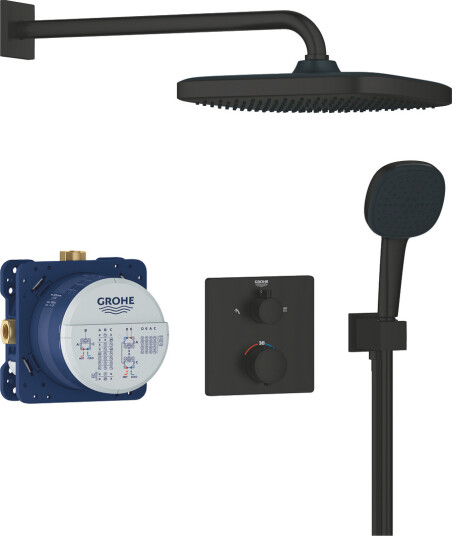 Grohe Precision Thermostat Dusjpakke For innbygning 2 uttak Sort Matt