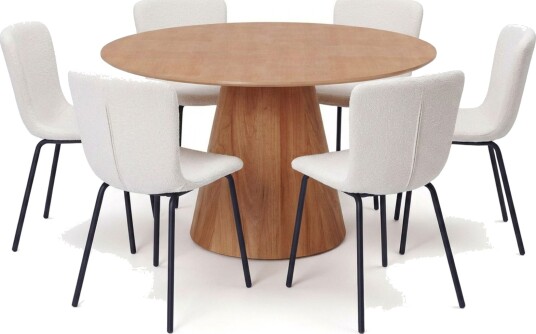 Siena spisegruppe rund 130 cm eik med 6 Katy spisestoler - Eik