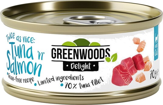 Greenwoods Våtfôr Delight Tunfiskfilet Med Laks 48 X 70 G