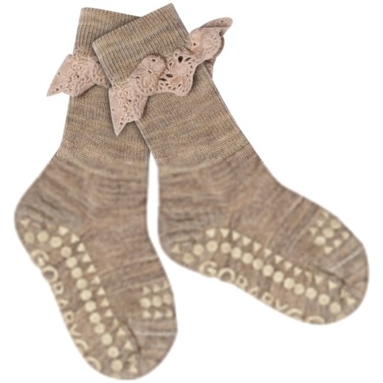 Gobabygo Sand Non Slip Strømper I Merino Ull Lace 20 22