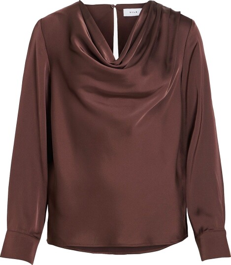 Vila   Bluse Vifreja Waterfall L/S Top/Dc   Brun