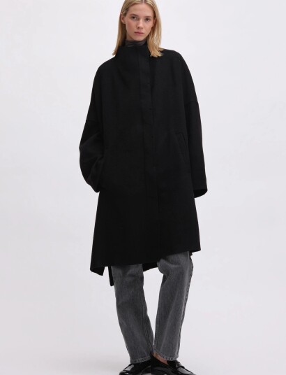 REMAIN Birger Christensen Drapy Wool Coat Black 38