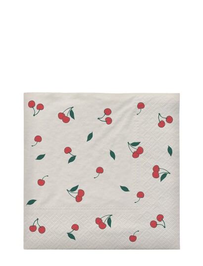 Broste Copenhagen Cherry Paper Napkin - White - 33X33CM