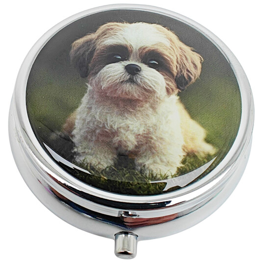 Pilleboks Populære hunder Rund pilleboks i metall  SHIH TZU