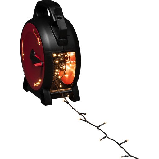 Konstsmide Kabeltromme, 600 varmhvit LED, svart myk kabel. 30V / IP44