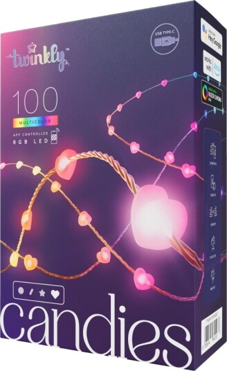 Twinkly TWKH100RGB-T Candies Heart RGB Lysslynge 100 LED