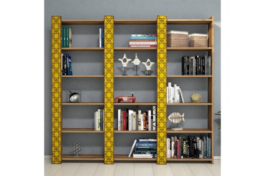 Bokhylle Amtorp 184 cm Brun|Gul