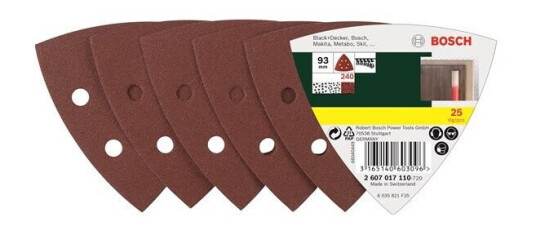 Bosch 25-delers Triangel Slipepapirsett 240 Korn 93mm for Deltasliper