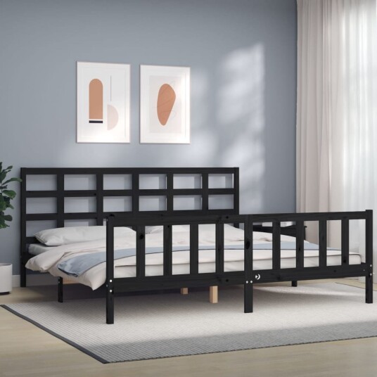 vidaXL Sengeramme med hodegavl svart 200x200 cm heltre vidaXL Sengeramme med hodegavl svart 200x200 cm heltre