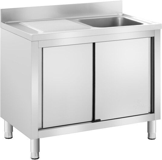 Oppvaskbenk - 1 kum - Royal Catering - Rustfritt stål - 100 x 60 cm RC-IKS09