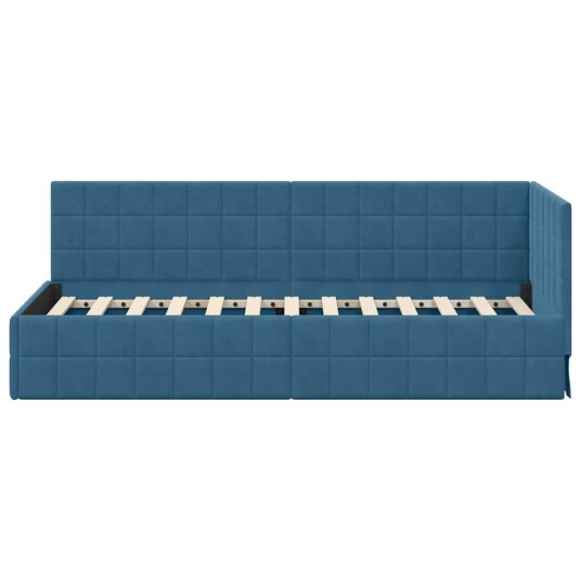 Hjørnesengramme med hodegjerde Blå 80 cm x 200 cm Fløyel Hjørnesengramme med hodegjerde Blå 80 cm x 200 cm Fløyel