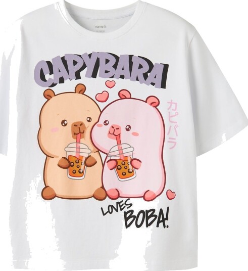 Name It T skjorte NkfSylla Flodsvin Bright White Name It 6 år (116) T skjorte Hvit Rosa