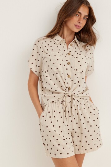 Pieces Pcpia Ss Tie Shirt Wvn Noos