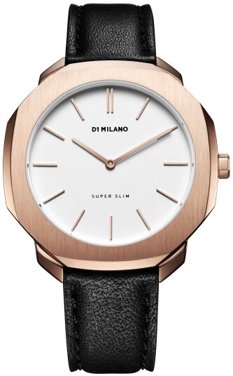 D1 Milano Herreklokke SSLL04 Super Slim Hvit/Lær Ø36 mm