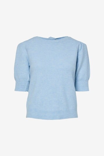 pieces - Genser pcFunia SS O-neck Bow Knit Top D2D - Blå