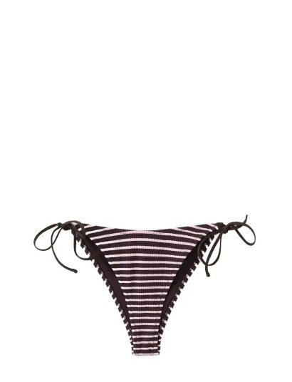 Mango Striped Ribbed Bikini Bottoms Brown L