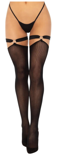Leg Avenue Lårstrømper med Hjerte-Strømpebånd Black One Size