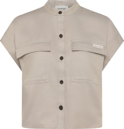 Calvin Klein Jeans Faux Denim Ss Relaxed Blouse Beige XXS