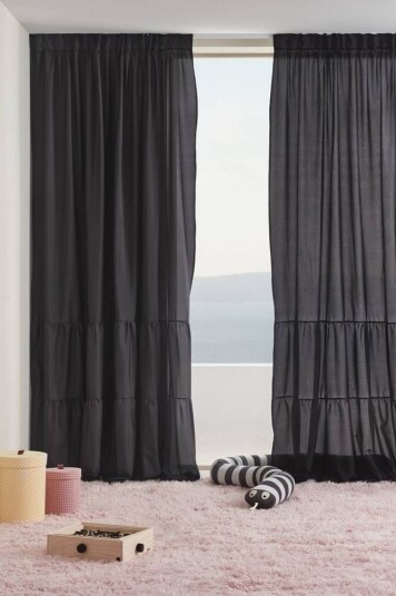 Jotex MEAUX gardin med multifunksjonsbånd 2-pk Svart 1689562-03-250 1689562-03-300