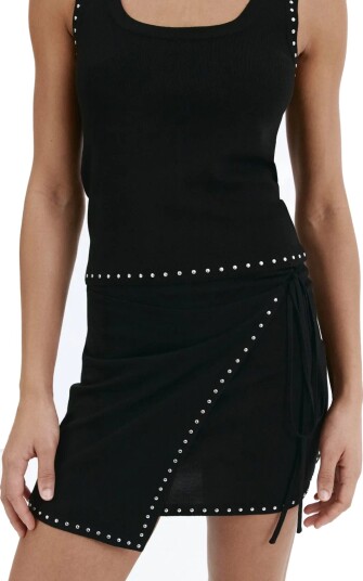 Mango Studded Wrap Skirt Black S