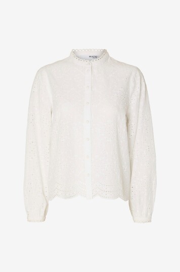 Selected FEMME - Skjorte slfTatiana L/S Embr Shirt - Hvit