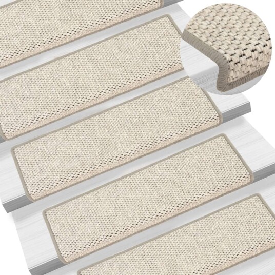 vidaXL Selvklebende trappematter sisal-utseende 15 stk 65x21x4cm beige