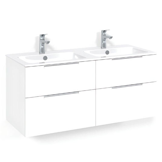 Macro Design Crown Servantskap Skuff - med Light 14 Servant 120cm Dobbel Hvit / Grip
