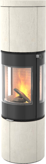 Rais Juno L 160 med portostone  svart vedovn med sideglass og glassdør