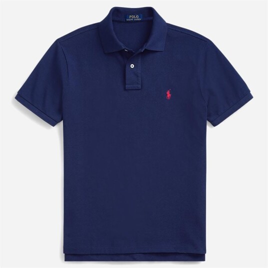 Ralph Lauren Custom Slim Fit Mesh Polo Shirt - Navy Ralph Lauren Custom Slim Fit Mesh Polo Shirt - Navy