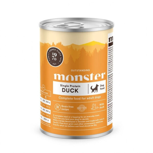 Monster Pet Food Våtfôr til Hund med Enkelt Protein And 400 g