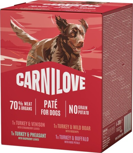 Carnilove Dog Paté Våtfôr Kalkunmiks 4 Varianter 8x300g