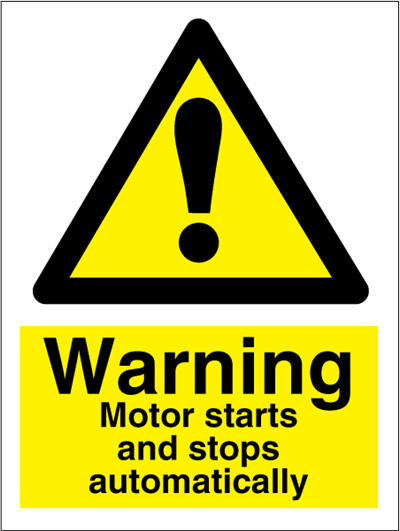 Jo Safety Warning Motor starts and Photoluminescent Self Adhesive Vinyl PV NM 200 x 150 mm IMO 107111PVNM