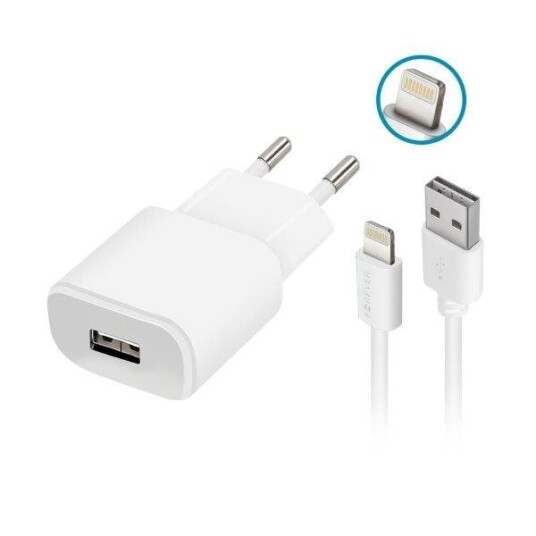 Forever Vegglader TC-01 2A Hvit med Lightning-kabel til iPhone
