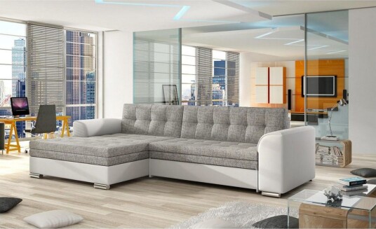 Seksjon Eltap Conforti 275x165x78 cm Berlin 01 Soft 17 Grå Hvit Venstre