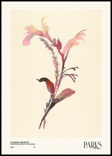 Watercolor print collection. Flower market Paris Plakat / 21x30cm