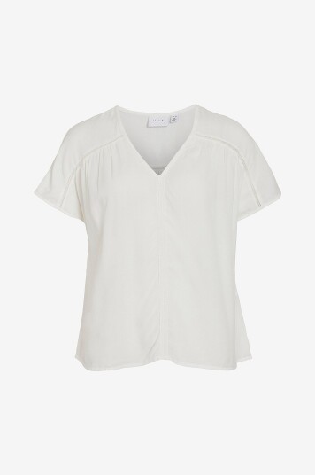 Vila - Bluse viEros V-neck S/S Top - Hvit Vila - Bluse viEros V-neck S/S Top - Hvit