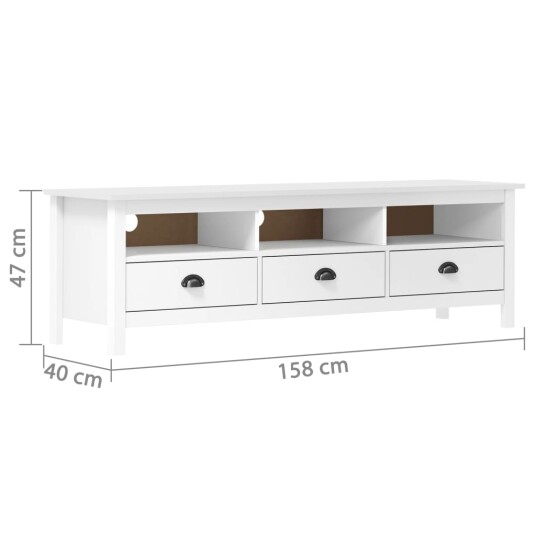 vidaXL TV-benk Hill hvit 158x40x47 cm heltre furu vidaXL TV-benk Hill hvit 158x40x47 cm heltre furu