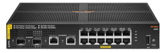 Hewlett Packard Enterprise HPE Aruba 6100 Switch 12G Class4 PoE 2G/2SFP+ 139W Denmark - English localization