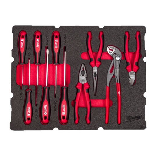 Milwaukee Skrutrekker & Tangsett Skum 10 Deler