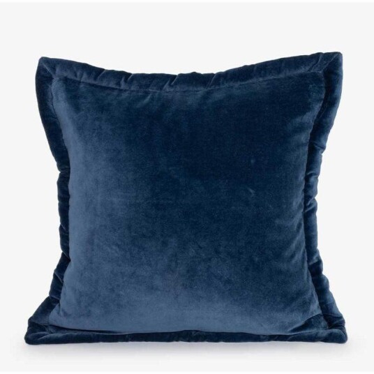 Lama Putetrekk Fløyel Blå med Paddet Kant 50x50 cm